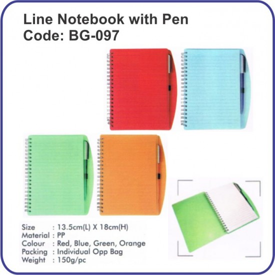 Line notebook with pen BG-097