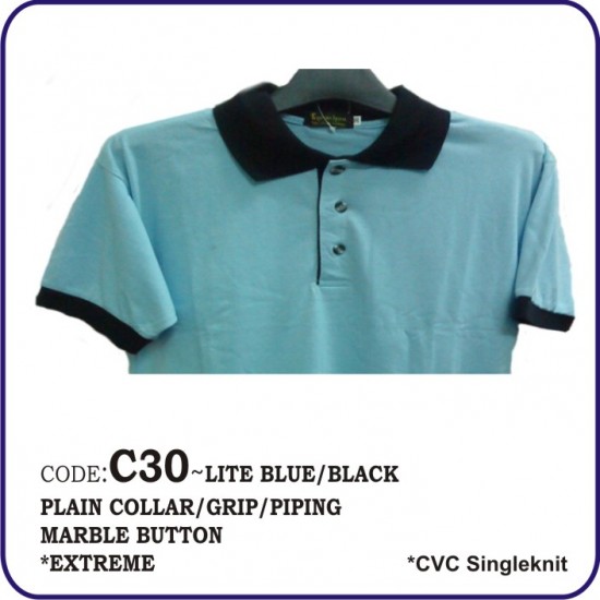 T-Shirt CVC C30 - Lite Blue/Black